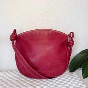LOEWE Anagram Shoulder Bag Leather Red